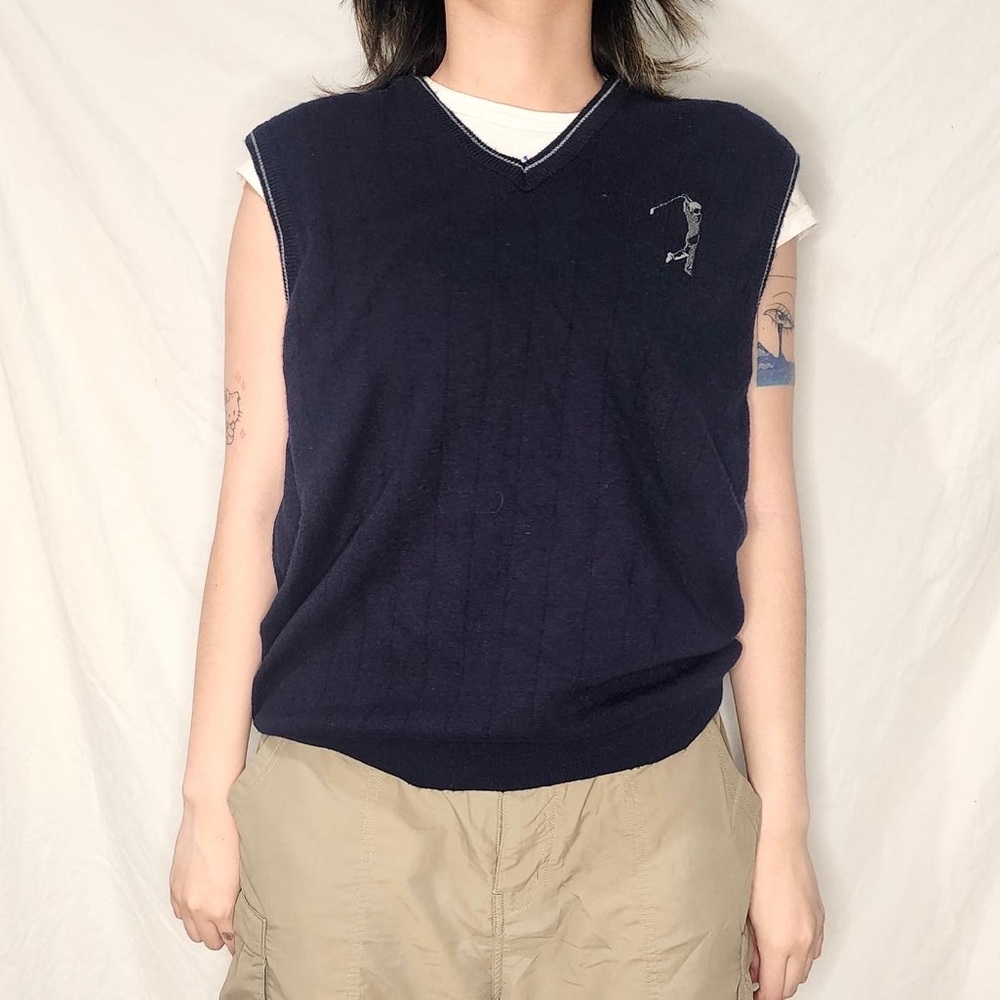 Vintage 90s Pinnacle navy sweater vest